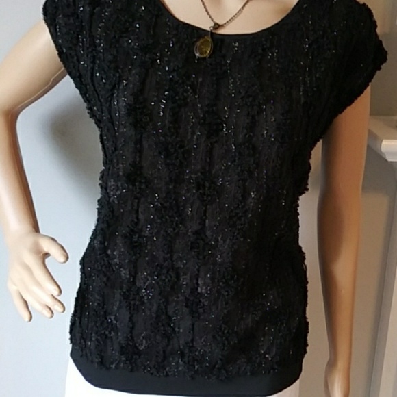 3/25$ Collective Concepts black blouse sparkly - Picture 2 of 6